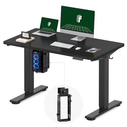 Image of FLEXISPOT EN2 48''x24'' Electric Standing Desk with PC Stand Bundle, One-Piece Desktop, Easy-to-Install Hanging Design PC Mount, Bundle for Home Office, Game & Small Spaces, Black