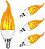 Bombillas de llama Vela, Swonuk 3 Modo de luz Regulable Edison Filamento LED, 3 W E14 Vidrio Matte Bombillas para Hogar, Jardín, Restaurantes, Fiesta(4 piezas)