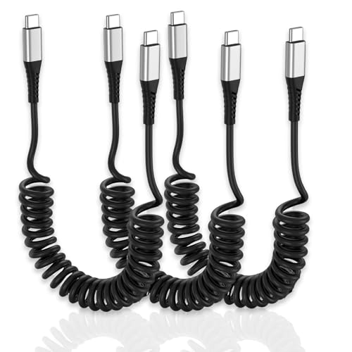3er-Pack Spiralkabel Usb C Auf Usb C Kabel,[0,36 M–1,5 M],Usb- C Kabel,Typ C Datenkabel,Kompatibel Mit Iphone 15,16,Xiaomi,Samsung,Huawei Und Anderen Geräten,Schwarz