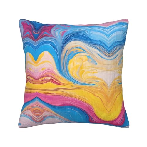 Image of (Colorful Tie Dye) Printed Square Soft Corduroy Throw Pillow Covers Pillow Included, 18"x18" Inch Decorative Cushion Cases for Sofa Couch Bed Indoor Outdoor Home Decor 1PCS