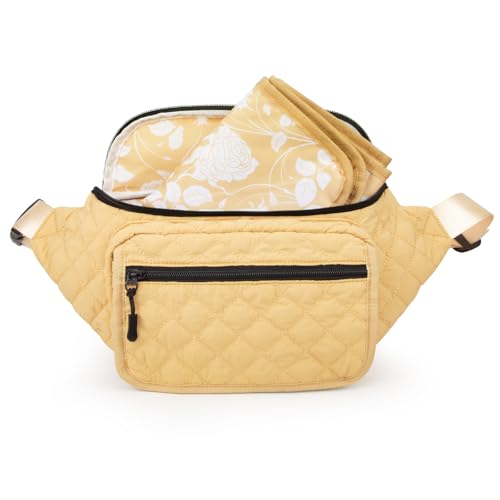 Image of Pripher Small Diaper Bag with Portable Changing Pad, Crossbody Diaper Bag Pack with Wipes Pocket for Mom and Dad, Mini Diaper Bag Fanny Pack for Baby Travel, Yellow
