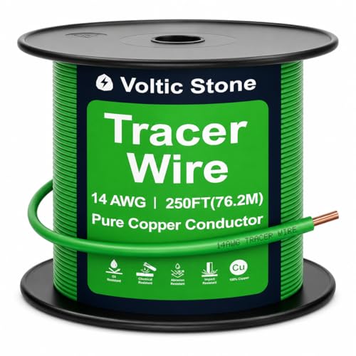 14 AWG Green Tracer Wire for Sewer Line, True Gauge 100% Solid Copper