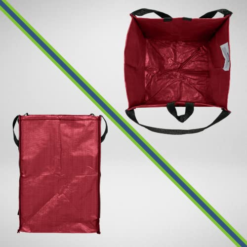 Durasack Heavy Duty Home And Yard Waste Bag 48-Gallon Woven Polypropylene, Reusable Lawn And Leaf Garden Bag With Reinforced Carry Handles, Pop-Up Self-Standing Garbage Can, Red, Pack Of 3 #TOP7