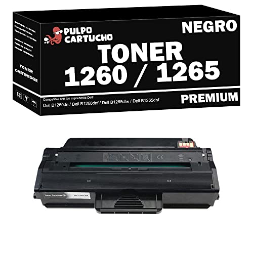 Pulpo Cartucho - Toner 1260/1265 Negro Compatible con DELL Ref. 593-11109 / RWXNT/DRYXV - Valido para Impresoras B1260dn / B1260dnf / B1265dfw / B1265dnf 🔥