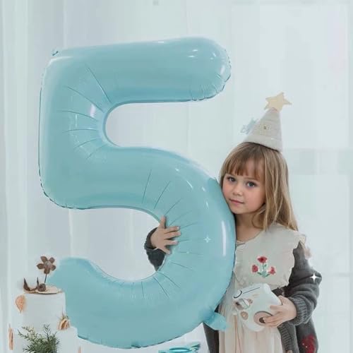 40 Inch Matte Blue 1 Number Balloons Light Blue Number 1 Foil Balloon Mylar Helium Balloon for Birthday Party Decoration Wedding Anniversary Supplies (Number 1) - 2
