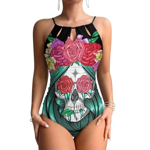 Maillot de bain une pièce crâne ventre plat pour silhouette affinée à la plage