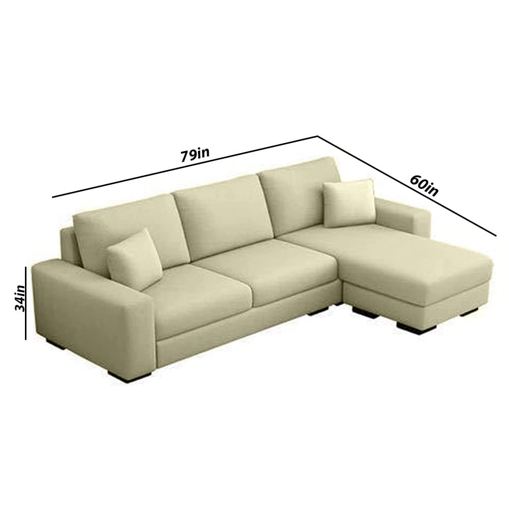 Casaliving Rolando 4 Seater L Shape Sofa Set for Living Room (Cream Fabric) Right Side 1