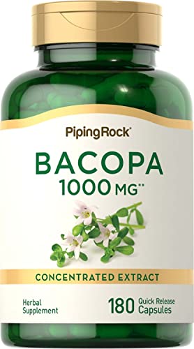 Piping Rock Bacopa Monnieri Capsules 1000 Mg | 180 Count | Herbal Extract Supplement | Non-Gmo, Gluten Free #TOP29