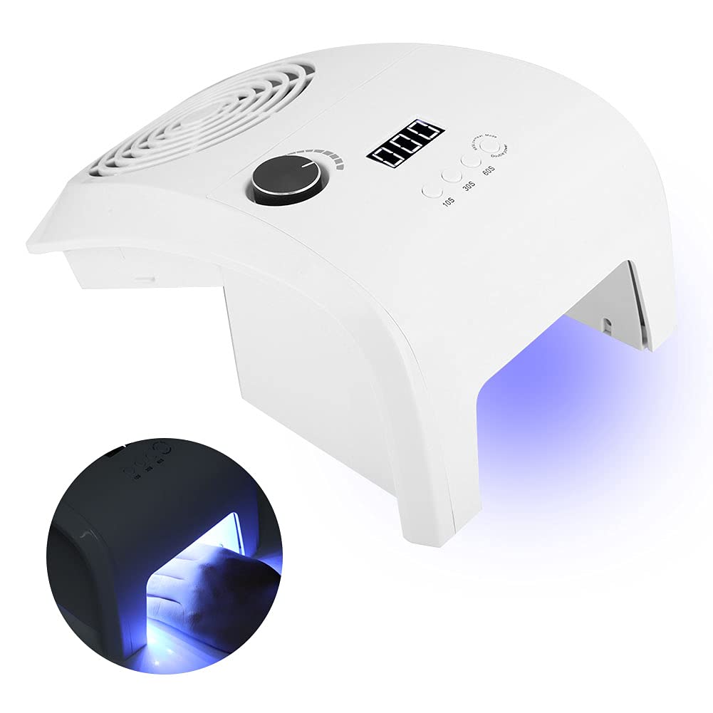 Aspirador profesional de uñas de 80 W con succión potente, colector de polvo integrado y lámpara LED de curado (24 luces), ideal para salones y uso doméstico, compatible con enchufe europeo