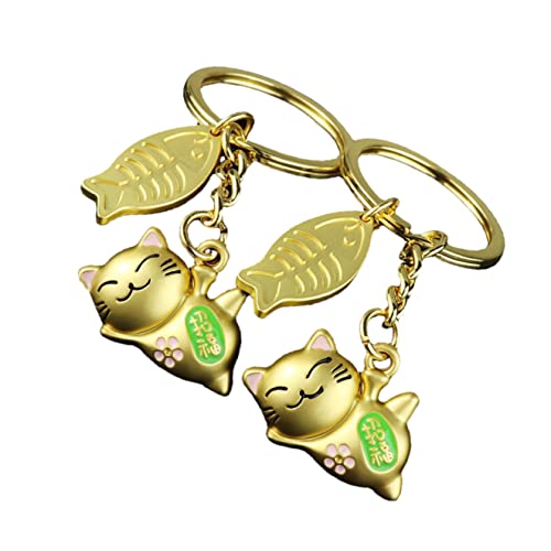 GALPADA 2 X Goldene Geschenke Maneki-Anhänger Auto Handtasche Glückstag Katze Tasche Dekor Für Minifiguren Schlüsselanhänger Glückskarikatur Entzückender Fisch Bezaubernd Cover