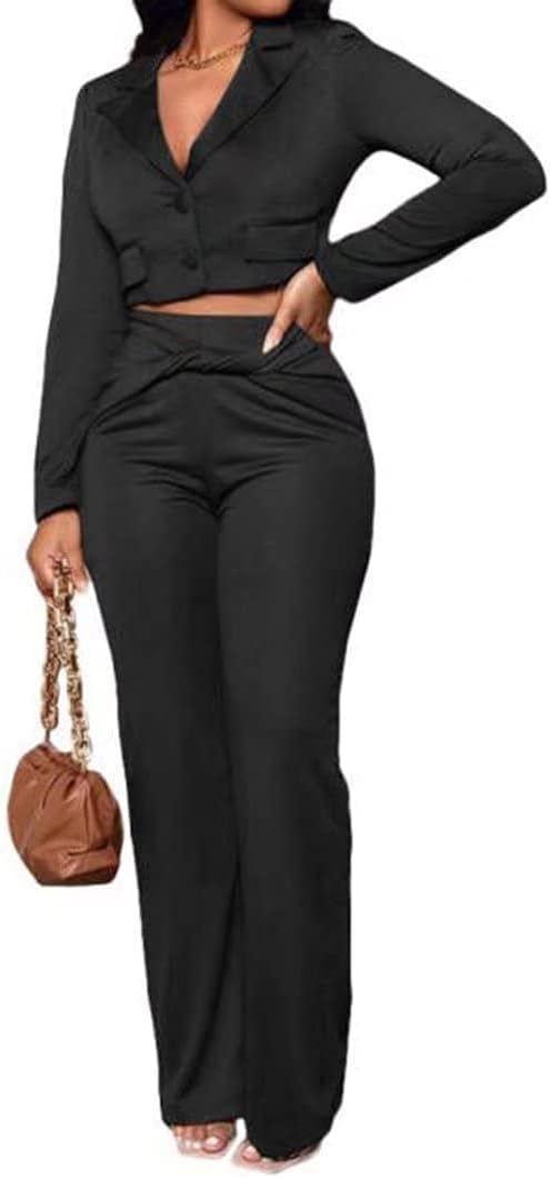 Cropped Blazer with Wide Leg Pants 
