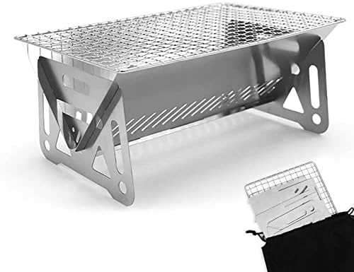 Mini Portable Charcoal Grill,Small BBQ Grill Tabletop Fire Pit for Camping Patio Outdoor Stainless Steel Camping Grill Folding Barbecue Grills Backpacking Grill