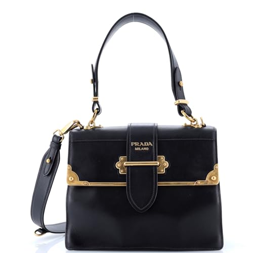 Pre-Loved Cahier Convertible Shoulder Bag City Calf and Saffiano Medium, Black