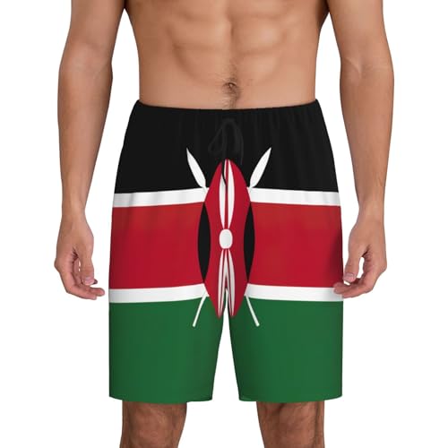 Flag Of Kenya Men,S Comfy Lounge Sleeping Imitation Cotton Shorts Pants Pockets Inserted On Both Sides