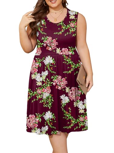 Image of DB MOON Womens 2026 Plus Size Tank Dresses Sleeveless Knee Length Sundress with Pockets