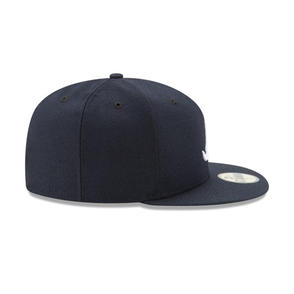New Era MLB 59FIFTY Baseballkappe, Atlanta Braves, marineblau, Team-Farbe-Logo, authentische Kollektion, auf Feld-Baseballkappe