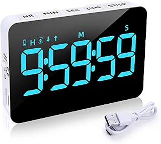 Kitchen Timer, XREXS Rechargeable Timers for Cooking, Adjustable Brightness & Volume, Large LED Display, Magnetic Cooking Timer for Kitchen/Meeting/Class (Charging Cable Included) Blue