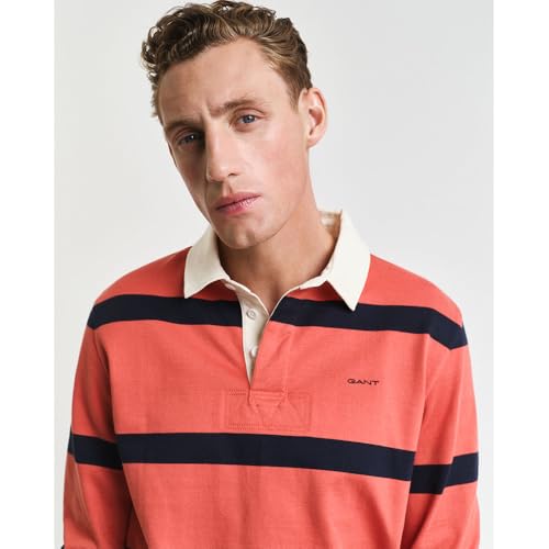 Gant Para Hombre. 2044013 Polo Rugger De Rayas En Hilo TeñIdo Rojo (S), Casual, AlgodóN, Manga Larga - 4