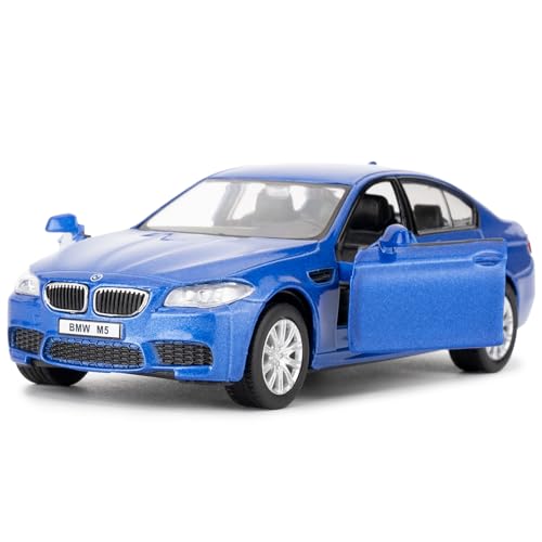 RMZ City 1/36 BMW M5 Diecast Alloy Model Car with Pullback Function, Model Toys for Collecting and Decorating, Toy Car Gift for Boys and Girls (Blue)