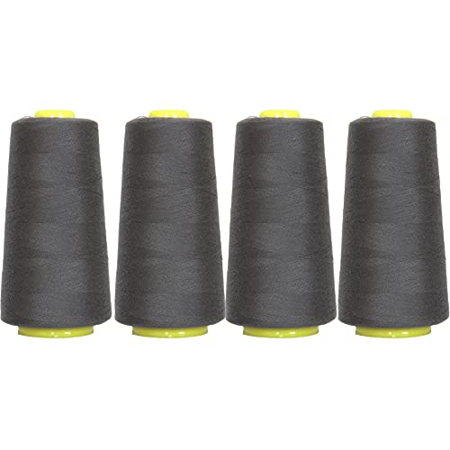 ThreadArt Polyester Serger Thread, 4 Cone Pack 2750yd 40/2, Off Black
