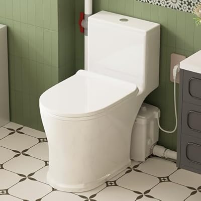 800W Macerating Toilet with Pump for Basement Upflush System, High Power Macerator Pump with 4 Inlets for Sink/Shower/Laundry Sewer Waste Water Disposal,Nano-glaze, Patented Top Access Panel, 36ft