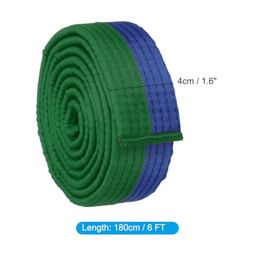 PATIKIL Taekwondo Colored Ranking Belt, 1.6\" x6Ft 1.8M Polyester Martial Arts Judo Karate Belt for Coach Teaching Practice, Green-Blue - Thumbnail 2
