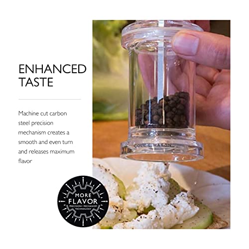 Cole & Mason 505 Refillable Spice Mill - Kitchen & Home Accessory - Table Pepper Grinder - Peppercorn Included - Acrylic - Pepper Mill 5.5\"
