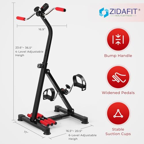ZIDAFIT Adjustable Pedal Exerciser Bike for Seniors - Hand Arm Leg and Knee Therapy, Stroke Recovery, Portable Fitness Equipment for Total Body Workout - Great Gift for Elderly Rehab