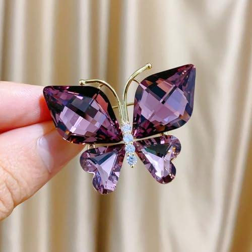 Image of Rhinestone Butterfly Brooch Pin for Women Clear Crystal Insect Colorful Birthstone Cartoon Brooches Lapel Pins Dress Accessories Elegant Christmas Theme Party Animal Jewelry