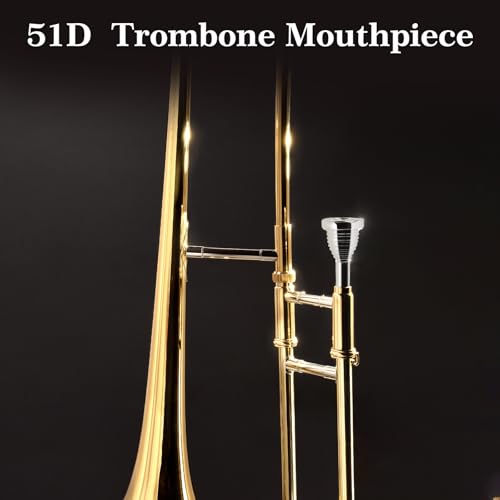 ROWELL 51D Silver Trombone Mouthpiece - Brass, Compatible with Beginners and Professionals, Modern Style, B Flat Instrument