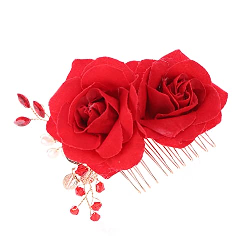 MOTHNUR 華やかなバラの花髪飾り 結婚式用 ヘッドドレス ヘアコーム 女性用 薔薇花デザイン 結婚式 パーティー 特別な日のスルにも