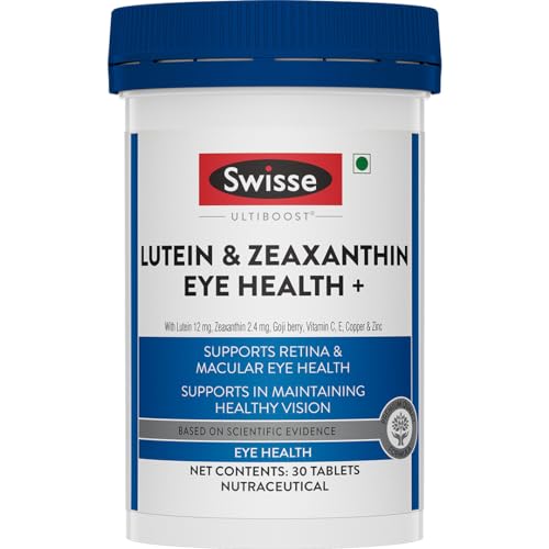 Swisse Eye Health+ with Lutein & Zeaxanthin (Manufactured in Australia) Supports Healthy Vision, Reduces Digital Strain & Fatigue From High Screen Time - 30 Tablets