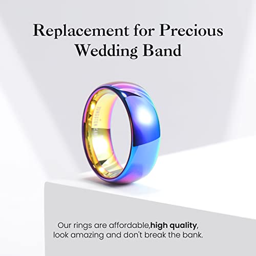 Image of King Will Men's Women's Tungsten Carbide Ring 24k Gold Plated Rose Gold Plated Domed Polished Finish Wedding Band
