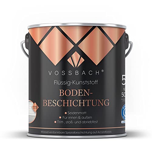 VOSSBACH Premium Flüssig Kunststoff Bodenbeschichtung 5l RAL 7016 Anthrazitgrau oder RAL 7001 Silbergrau Seidenmatt Betonfarbe Bodenfarbe (Silbergrau)