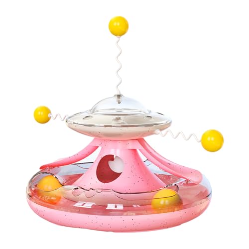 Sluffs Interactive Cat Toy for Indoor Cats,Cat Ball Tower Toy Interactive Treat Dispensing Cat Track Puzzle Toy with Teasing Sti