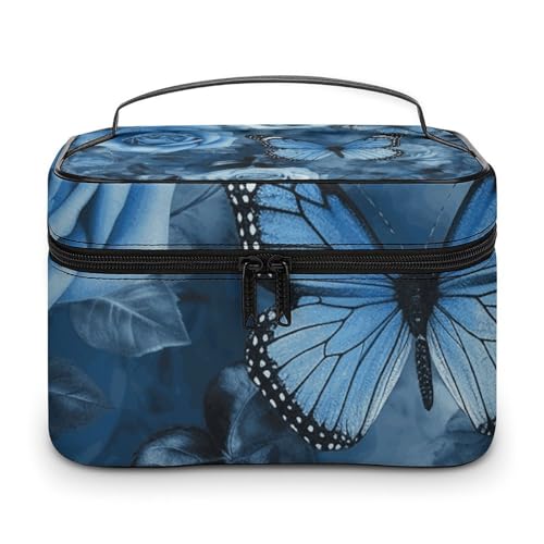 Foldable Travel Luggage Bag for Men And Women, Dry And Wet Separation Portable Travel Luggage Bag, Blue Rose Printed Waterproof Sports Luggage Bag, Fitness Bag