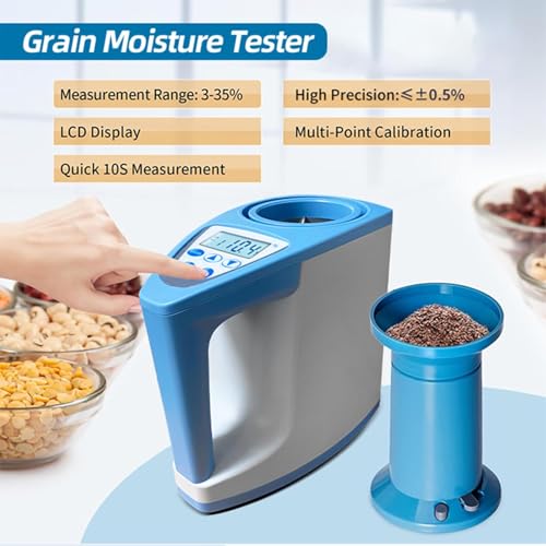 Misuratore di umidità digitale per cereali, tester portatile per peso, volume e temperatura, strumento essenziale per agricoltori, robot da cucina e professionisti dell'agricoltura