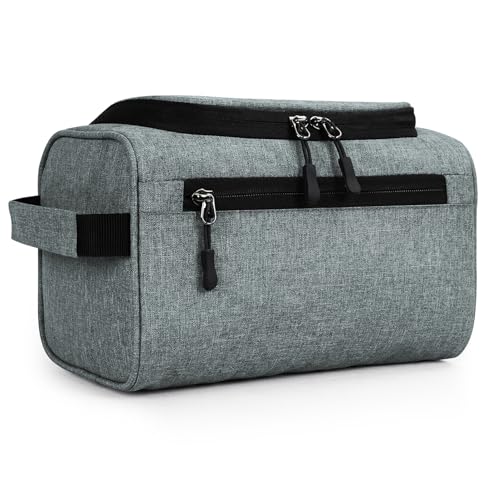 Image of FATMUG Large Toiletry Organizer Dopp Kit Washbag for Men, Cosmetics Pouch for Women- Light Grey