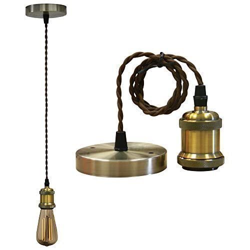 Pendente Vintage Retrò A Soffitto Con Cavo A Treccia E Portalampada E27 Vintage Retrò