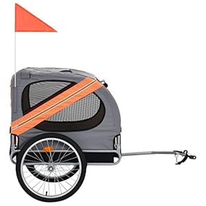 vidaXL-Durable-and-Easy-to-Assemble-Dog-Bike-Trailer-with-Non-Slip-Base-and-Safety-Reflectors-Oxford-Fabric-and-Steel-Frame-Orange-and-Gray - Cucciolini Doodles   vidaXL-Durable-and-Easy-to-Assemble-Dog-Bike-Trailer-with-Non-Slip-Base-and-Safety-Reflectors-Oxford-Fabric-and-Steel-Frame-Orange-and-Gray
