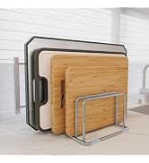 WUGEUSCH 304 Stainless Steel Cutting Board Organizer Rack - 4-Slot Rustproof Holder for Thin Cutt...