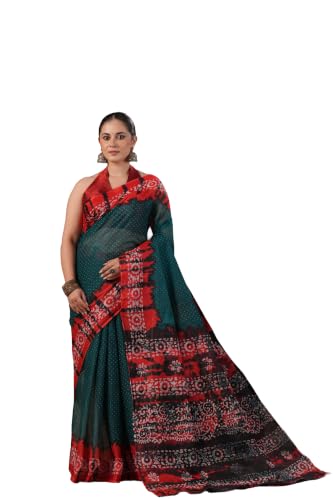 Image of TAMAIRA FASHION Mulmul Pure Cotton Saree For Woman Batik Printed|Office Wear Daily Wear Sarees For Women Without Blouse Piece (Available in 13 Colours)