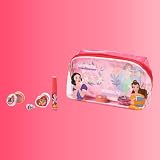 Lip Smacker Disney Princess Essential Make-up Bag, Zestaw do Makijażu dla Dziewczynki z Błyszczykiem do Ust i Lśniącymi Cieniami, w Tym Akcesoria do Włosów i Makijażu