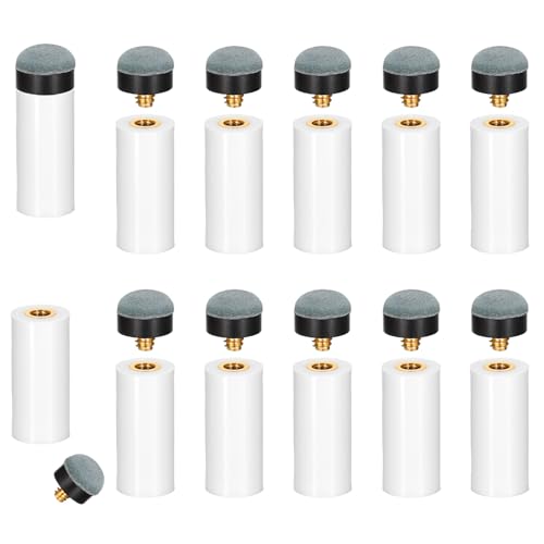 Heclia 12 Sets Billard Queue Spitzen Ersatz Schraub Tipps Pool-Stick-Spitzen Ersatz-Pool-Queue-Spitze mit weißen Pools grauen Ferrulen zum Anschrauben 12 mm Queue-Stick-Ferrulen