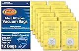 EnviroCare Replacement Vacuum Bags for Kenmore Canister Type C or Q 50555, 50558, 50557 and Panasonic Type C-5 12 pack