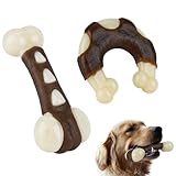 PAWSPURR Indestructible Dog Bones Chew Toys for Aggressive Chewers - 2 Pack, Real Beef Flavor, Durable Nylon Dog Toys for Large, Medium & Small Dogs