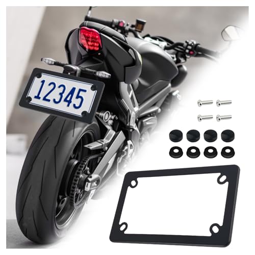 Motorcycle License Plate Frame Kit Stainless Steel License Plate Frame Kit with Screw Caps & Screws Professional Motorcycles Plates Frames Kits Motorcycle Accessories