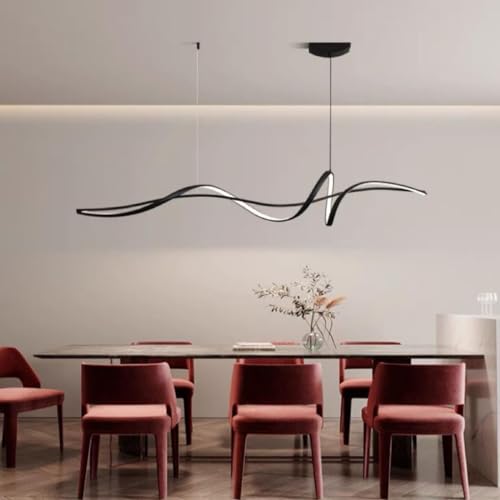 Lustre LED dimmable avec télécommande pour cuisine et éclairage moderne noir