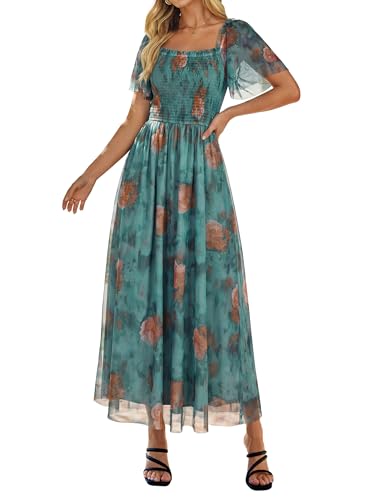Simplee Womens Floral Maxi Dresses 2026 Spring Smocked Empire Waist