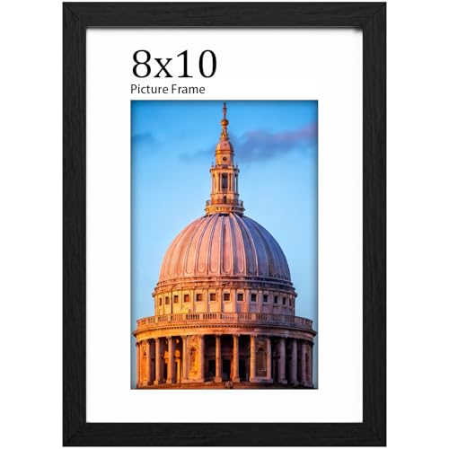 LVAOUO 8x10 Picture Frames, Wooden 8x10in Photo Frame 20.3x25.4 cm, Versatile 8x10 Frame Black, Display, Landscape or Portrait Orientation-with Plexiglass and Stand, Wall-Mount & Desk